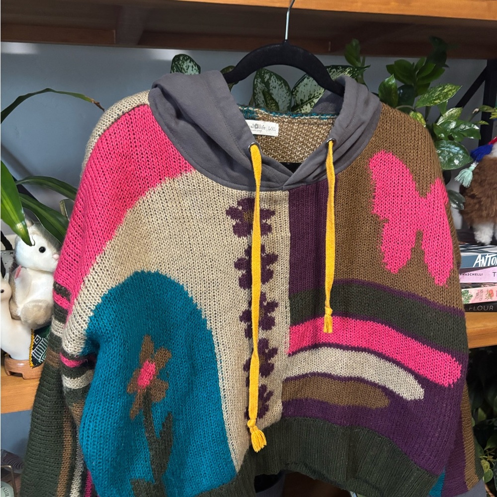 Natural Life Colorful Women's Sweater with Hood | Large/Extra Large